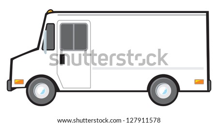A typical American van or truck used for deliveries and as police vehicles. The van is plain white and blank on the side but can be altered with vector software for any color scheme.