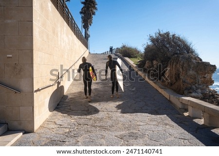 Similar – Image, Stock Photo Anonymous traveler near sea on sunset