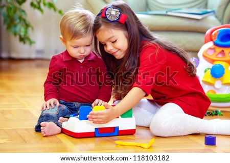 Similar – Foto Bild Zwei Schwestern spielen am Strand