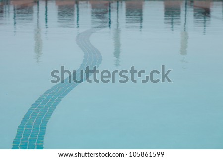 Closeup of the distortions of a swimming lane marker in a pool