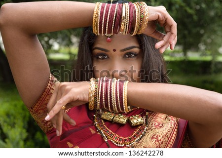 Bangles in the air Beautiful Jeweled Indian Dancer