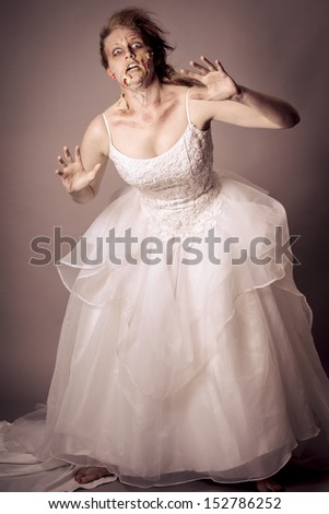 Woman as a Zombie Bride studio portrait