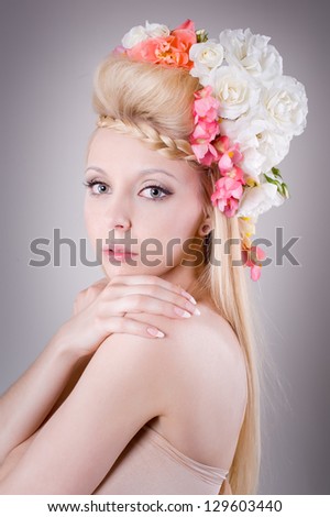 Sexual girl with flowers in her hair