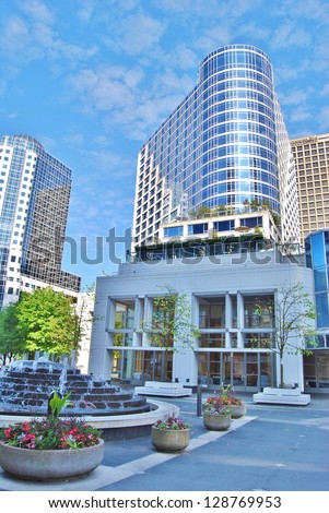 VANCOUVER, CA- JUNE 25: Downtown Vancouver Modern Architecture, and Lifestyle on June 25 , 2011 in Vancouver, CA Vancouver has prominent buildings in a variety of styles by many famous architects.