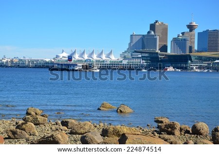 VANCOUVER, CA - JULY 27: Canada Place Harbor on July 27, 2014 in Vancouver, Canada. Famous Vancouver main cruise ship terminal, it was built in 1927.