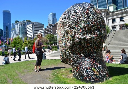 VANCOUVER, CANADA - JULY 27: Douglas Coupland\'s Head  at Vancouver Art Gallery on July 27 , 2014 in Vancouver, Canada. Gallery is 5th largest art gallery in Canada and largest in Western Canada.