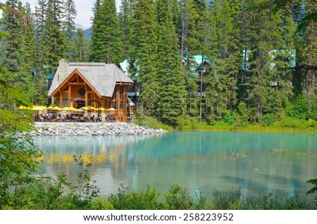 EMERALD LAKE, ALBERTA - AUGUST 1 - Emerald Lake in Alberta, Canada on August 01, 2014. The beautiful Emerald Lake is visited by millions of people every year