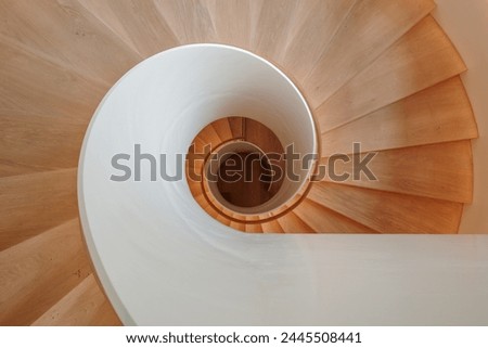 Image, Stock Photo Elegantly curved spiral staircase in a listed office building from the fifties at the Senckenberganlage in Frankfurt am Main in Hesse