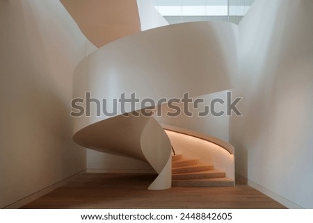 Similar – Foto Bild Schattenwurf einer Treppe und einer Palme an einer weißen Fassade mit Fenstern