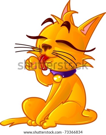 Cat Licking Itself Stock Vector Illustration 73366834 : Shutterstock