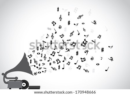 Concept Design Vector Illustration Unusual Art Artwork: Gramophone ...