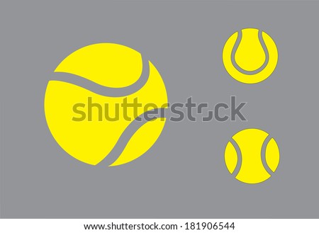 yellow colorful Tennis balls symbol icon set concept design. three different realistic yellow colored balls collection set with grey background - art vector illustration