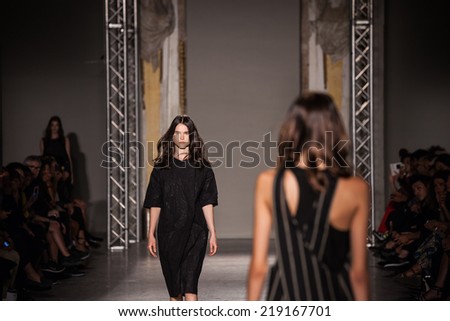 Milan, Italy - 18 September 2014 - Uma Wang Fashion - spring summer 2015 - during Milan fahion week on 18.09.2014