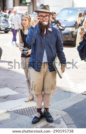 Milan, Italy - 21 June 2015 - Street style - The guest  on Milan Men's Fashion Week Spring/Summer 2016