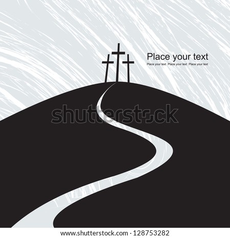 mountain with three crosses