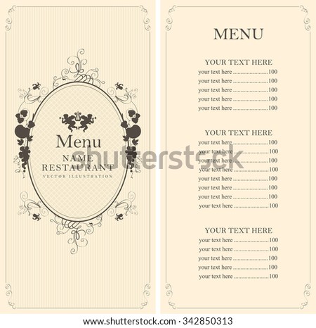 menu with floral ornaments with price list in the Baroque style