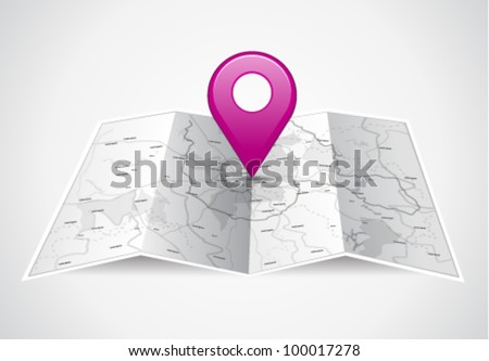 Vector map icon with Pin Pointer