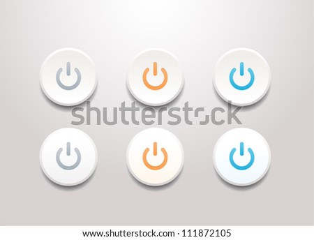 Vector power sphere buttons isolated on white background
