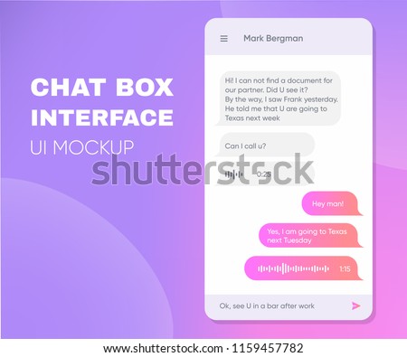 Clean Mobile UI Design Concept. Trendy Chatbot Application with Dialogue window. Sms Messenger. Vector EPS 10