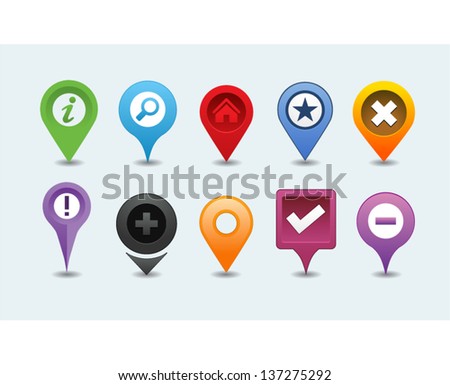 Different Vector Map Pins Pointer