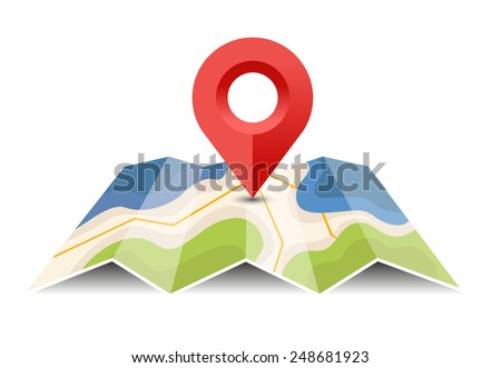 Vector map icon with Pin Pointer