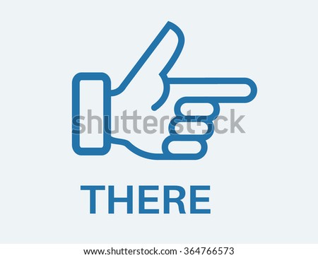 Hand silhouette with pointing finger. Vector direction sign