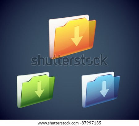 Vector download folder shining icon with color variation