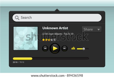 Vector bright media player with navigation bar
