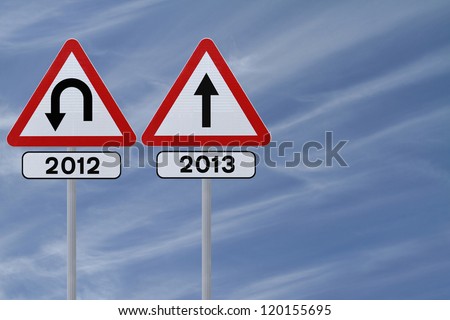 Modified road signs on the old and the new year