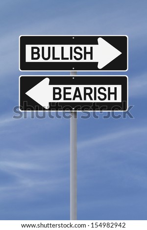 Conceptual one way street signs on bullish or bearish markets