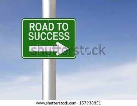 A modified one way sign pointing towards the Road to Success