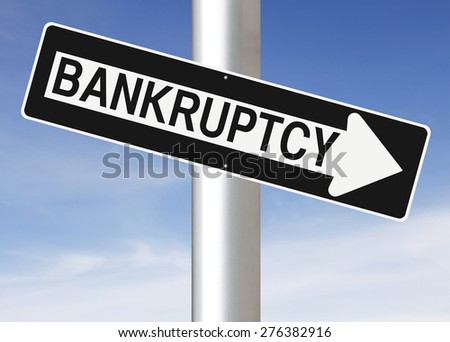 A modified one way street sign indicating Bankruptcy