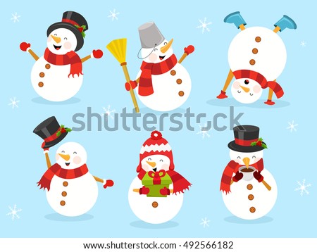 Similar – Image, Stock Photo A snowman with outstretched arms stands in the snow. Blurred walkers in the background. Winter