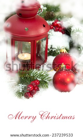 Christmas and New Year Decorations isolated on a light background. lantern light and tinsel