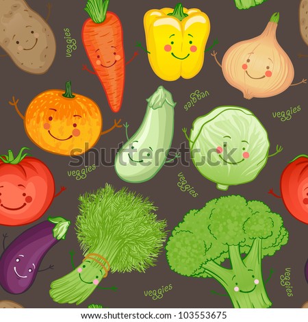 Cute Funny Vegetables Vector Seamless Pattern - 103553675 : Shutterstock