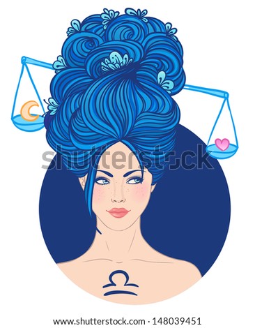 Illustration Of Libra Zodiac Sign As A Beautiful Girl. Vector Art ...