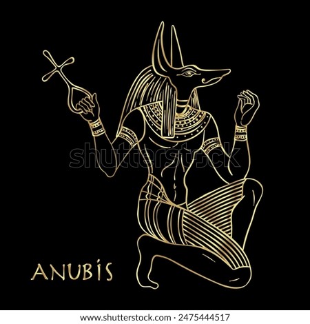 Portrait of Anubis. in Ancient Egyptian, god of death, mummification, embalming, the afterlife, cemeteries, tombs, and the Underworld.