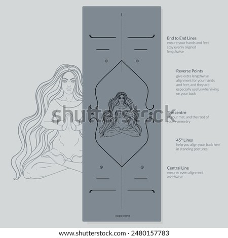 Alignment Yoga Mat design template. Vector illustration. Ready to print modern style. Perfect support in any asana, for the most demanding yogis with beautiful sybol in the center point