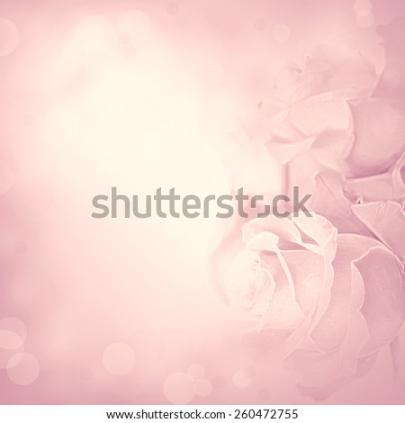 Pink background with rose flowers. Beauty spring backgrounds with roses, fine art simulation from real photo