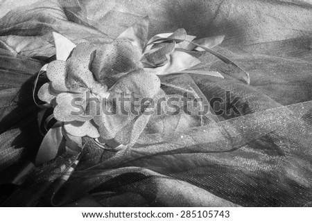 Glamour delicate fabric background with flower fabric. Black and white