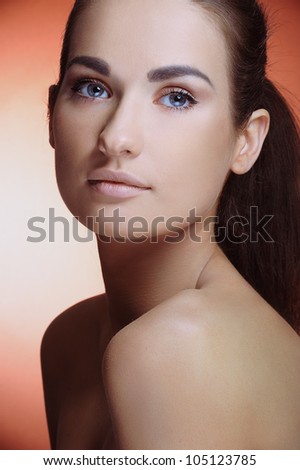 young beautiful girl with perfect health skin of face