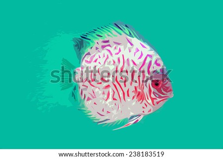 Discus fish illustration abstract oil paint