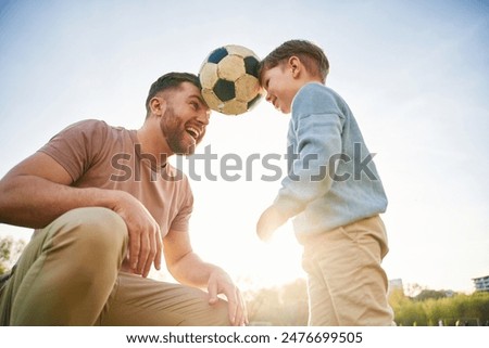 Similar – Image, Stock Photo Father with sons and ball