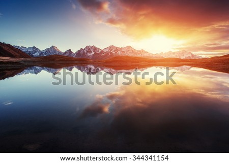 Similar – Image, Stock Photo Mountain autumn Sunrise. Majestic Morning fog, Beautiful tonal perspective. Fall sunny Landscape, misty forest on hills. Majestic aerial scenery of valley