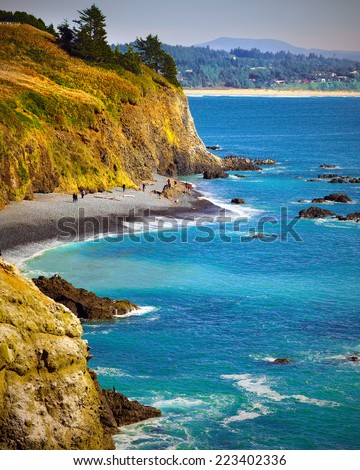 Oregon Coast Line Cliffs and Ocean, Oregon State USA