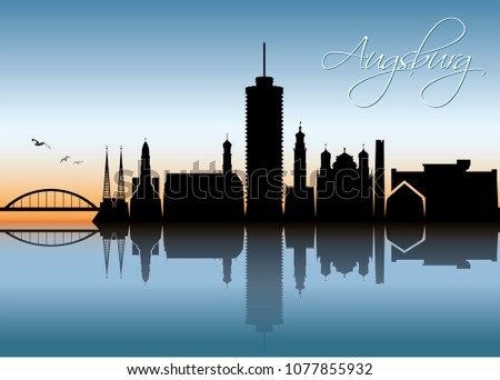 Augsburg skyline - Germany - vector illustration