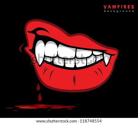 Vampire Lips With Fangs - Vector Illustration - 118748554 : Shutterstock