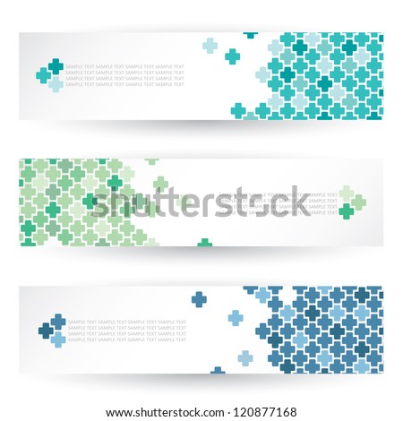 Set of headers with medical crosses - vector illustration