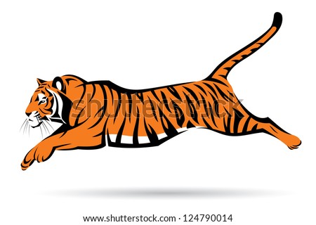 Tiger jumping – vector illustration