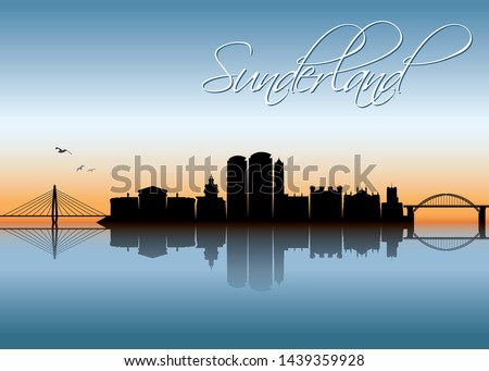 Sunderland skyline - England, United Kingdom, UK, Great Britain - vector illustration